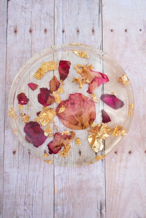 14 ways to use your valentine s day bouquet instead of throwing it out, How to Make a Rose Gold Epoxy Resin Coaster