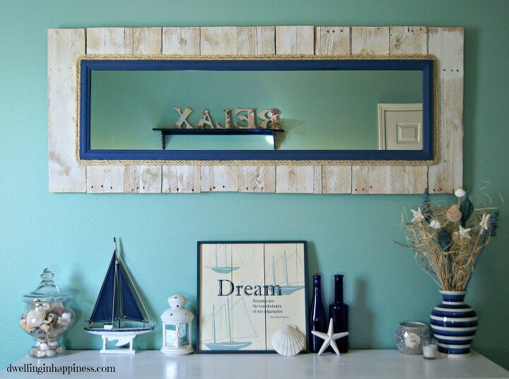 20 ways to add a coastal vibe to your home without being tacky, Surround your mirror with rope and wooden planks