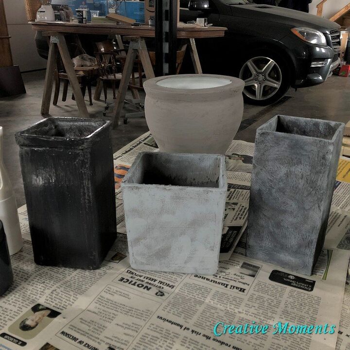 vasos de cimento de imitao