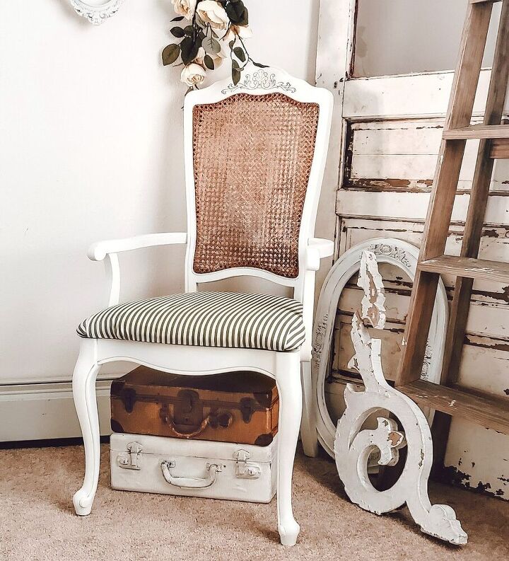 antique chair gets a makeover with chalk paint and fabric