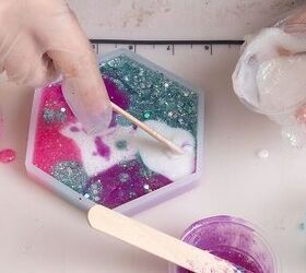 easy unicorn glitter epoxy resin coaster how to