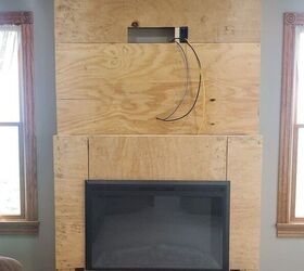 how to build a diy stone fireplace, Plywood Wrapped Fireplace