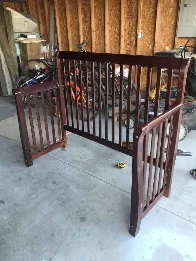 quarantine upcycle challenge crib to patio bench