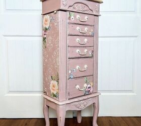 giving an old jewelry cabinet brand new life with stencils transfers, After