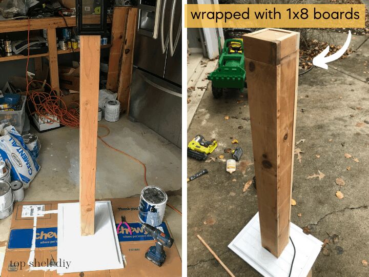 the easiest way to make a holiday porch lamp post
