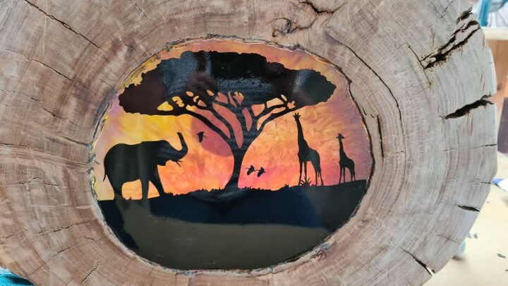 parasol de madera de la puesta de sol africana