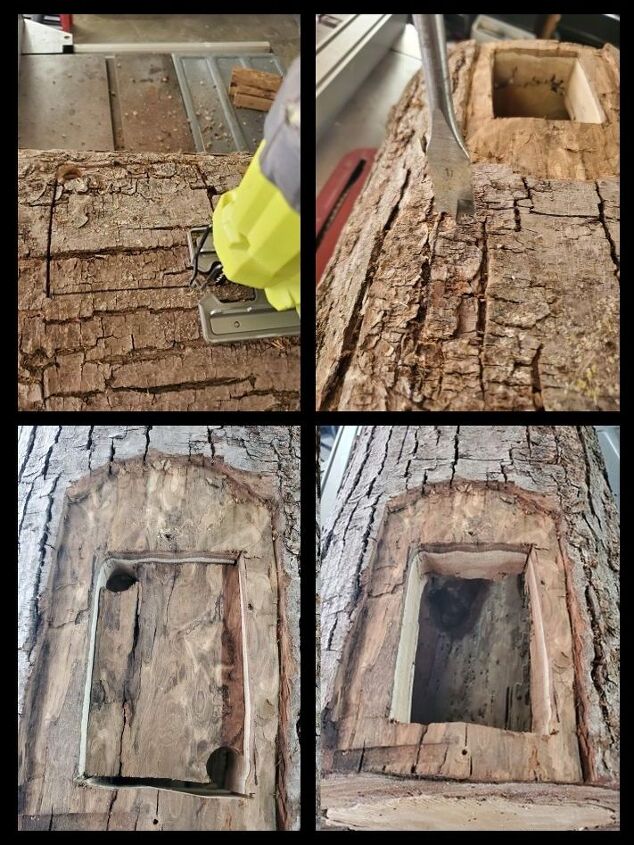how to make a diy log fairy house that looks like magic, Create openings