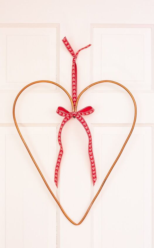 upcycled copper pipe heart wreath