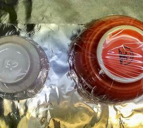 Wrap 2 bowls in plastic wrap to get this super sweet spring look