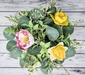 how to create a spring floral centerpiece, Add Your Flowers Step 1