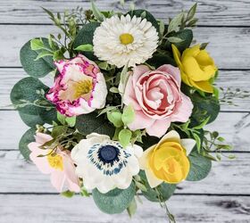 how to create a spring floral centerpiece, Add Your Flowers Step 2