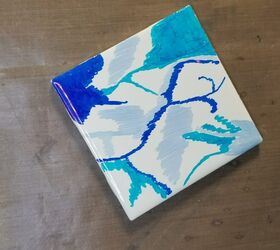 how to make sharpie marker drink coasters, Scribbles on tile