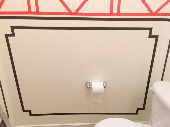 20 bathroom updates that ll make you smile while you brush your teeth, Use washi tape for a cool wall design