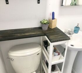 20 bathroom updates that ll make you smile while you brush your teeth, Add quick counter space with an IKEA hack