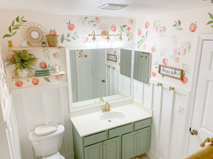 20 bathroom updates that ll make you smile while you brush your teeth, Apply wall decals for a fresh look
