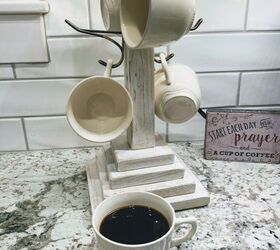 easy diy farmhouse coffee cup stand with vintage hooks
