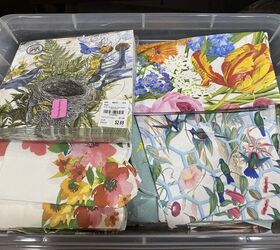 you can decoupage napkins onto fabric, I have collected so many beautiful napkins it was hard to choose but I chose the one with hummingbirds because of the pretty spring colors