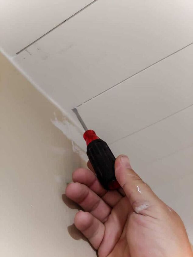 shiplap ceiling tutorial to cover textured or popcorn ceilings