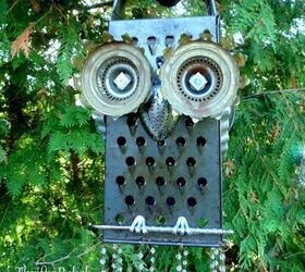 s 13 strange upcycles that made us giggle this week, Kitchen junk owl wind chime