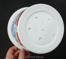 Poke a few holes in the bottom of a yogurt container for this trendy accent