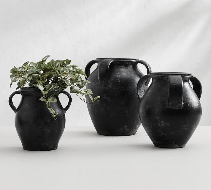 how to diy black burnished vase to create aged pottery, Black glazed vases