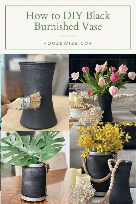 how to diy black burnished vase to create aged pottery