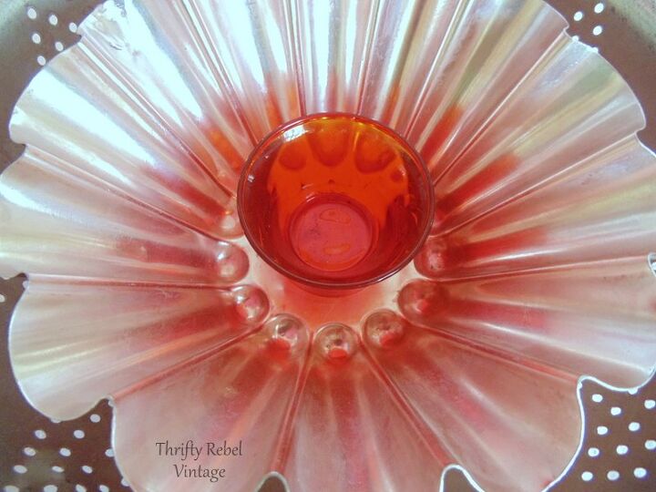 repurposed strainer and jello mold flower