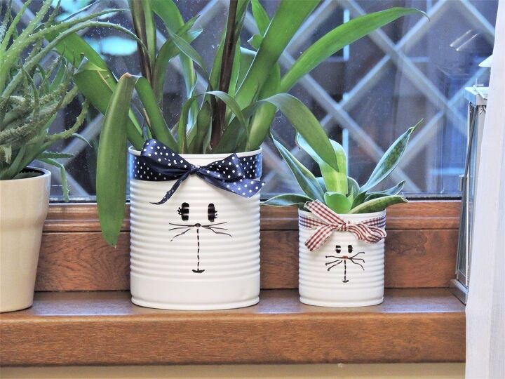 s 20 creative easter ideas you ll need this spring, Funny bunny tin can planters
