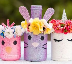 20 ideas creativas de pascua que necesitars esta primavera, Tarros de Pascua con purpurina