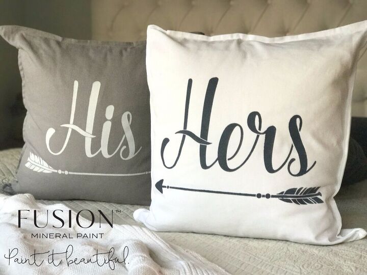 s 13 cool pillow ideas that ll make it feel like you bought a new couch, Customize your pillows with paint and stencils