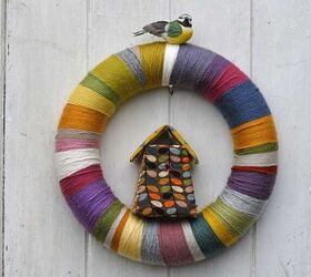colourful spring wreath from scraps