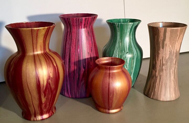 10 stunning ways to make a cheap glass vase look so high end, Pour acrylic paint on it
