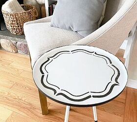 20 pretty dollar tree transformations for you to copy this weekend, Make over a small table with some paint and stencils for a new look