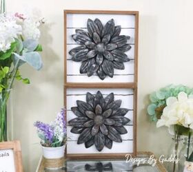 20 pretty dollar tree transformations for you to copy this weekend, Use metal flowers for a pretty wall hanging