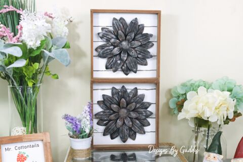 20 pretty dollar tree transformations for you to copy this weekend, Use metal flowers for a pretty wall hanging