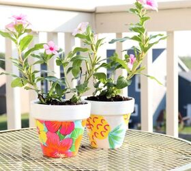 s 20 ways to update your flowers pots in time for spring, Decoupage them with colorful floral napkins