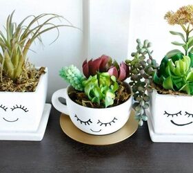 s 20 ways to update your flowers pots in time for spring, Draw on cute smiling faces