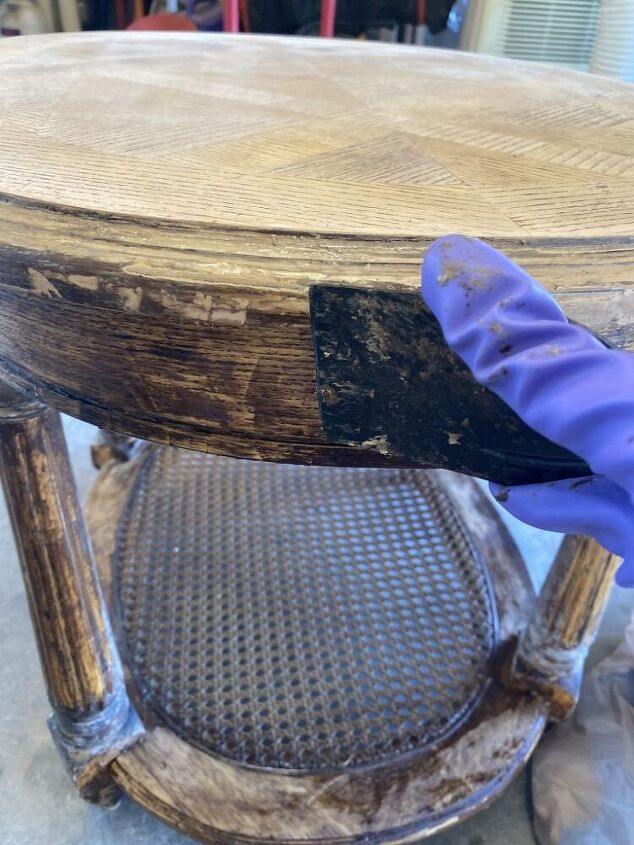 how to strip furniture with citristrip, Another piece in the stripping process