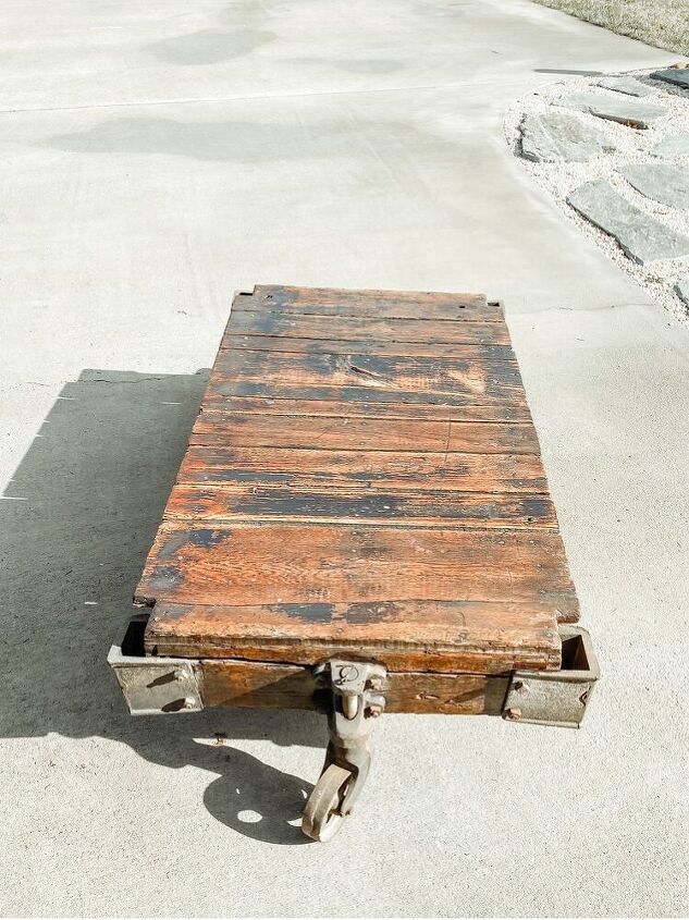how to restore an old railroad cart into a coffee table, Look how pretty it is all done