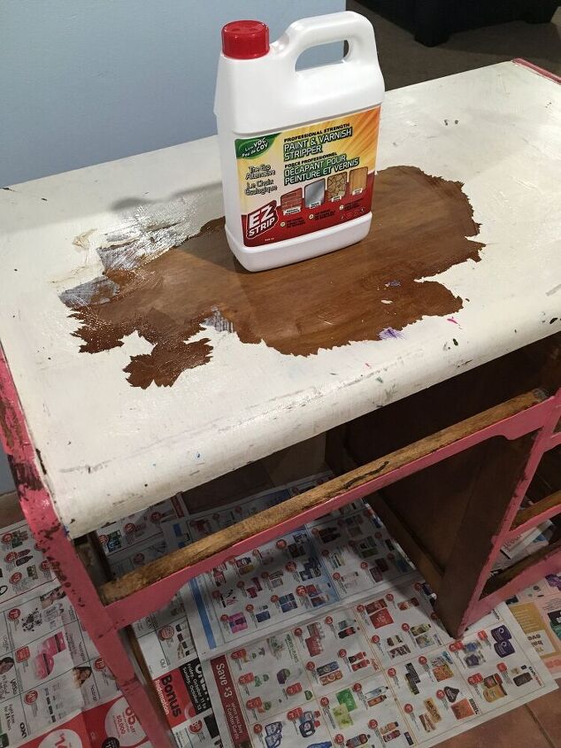 vintage child s desk uplift, First step was to strip down to wood I ve used a water based paint varnish stripper EZ Strip about 25 with low VOC so I could work inside without worries about fumes After stripping down I gave a great cleaning with a damp cloth and let it dry for a day