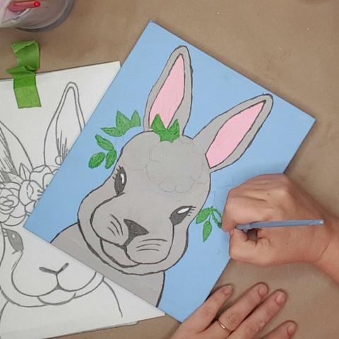 pintura de coelho de decorao de primavera fcil pintura fcil de coelhinho da pscoa