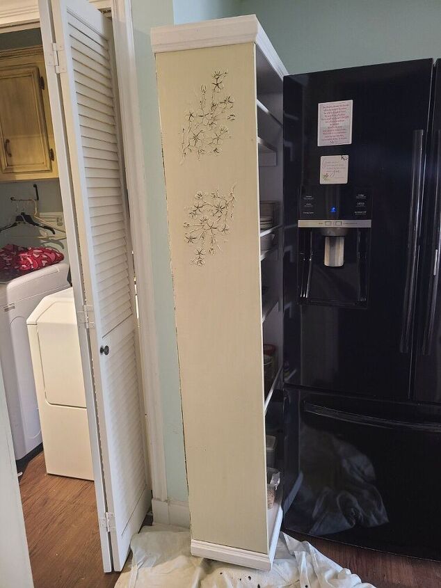 pull out pantry refrigerator wall gap, Adding antiquing glaze