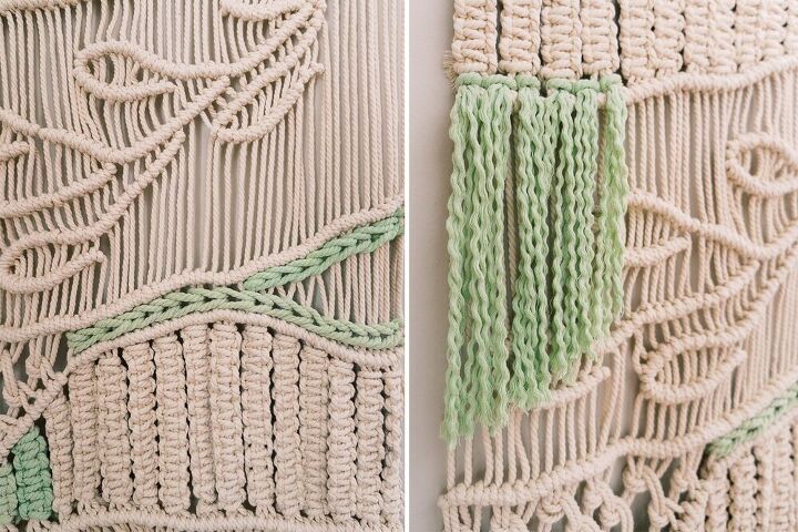 how to macrame wall hanging with vine and leaf