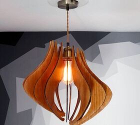 s transform your space with these 13 inexpensive diy lighting ideas, Update your pendant light fixture with stained wood