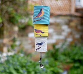 25 spring porch ideas that ll brighten up your block, Songbird tin can wind chime