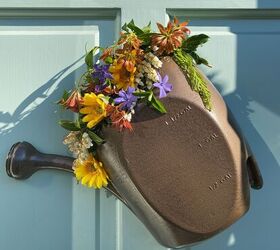 25 spring porch ideas that ll brighten up your block, Bright water jug door hanger
