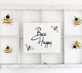 25 spring porch ideas that ll brighten up your block, Adorable scrap wood bumble bee sign