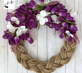 25 spring porch ideas that ll brighten up your block, Embellished braided rope spring wreath