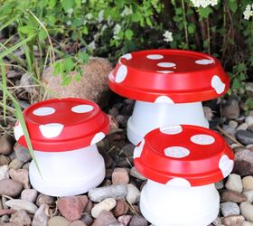 s 17 awesome dollar store pot ideas everyone will be copying this spring, Mushroom Garden Art