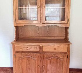 She couldn't part with this old hutch so she took it apart, dragged it into her kitchen, & did this